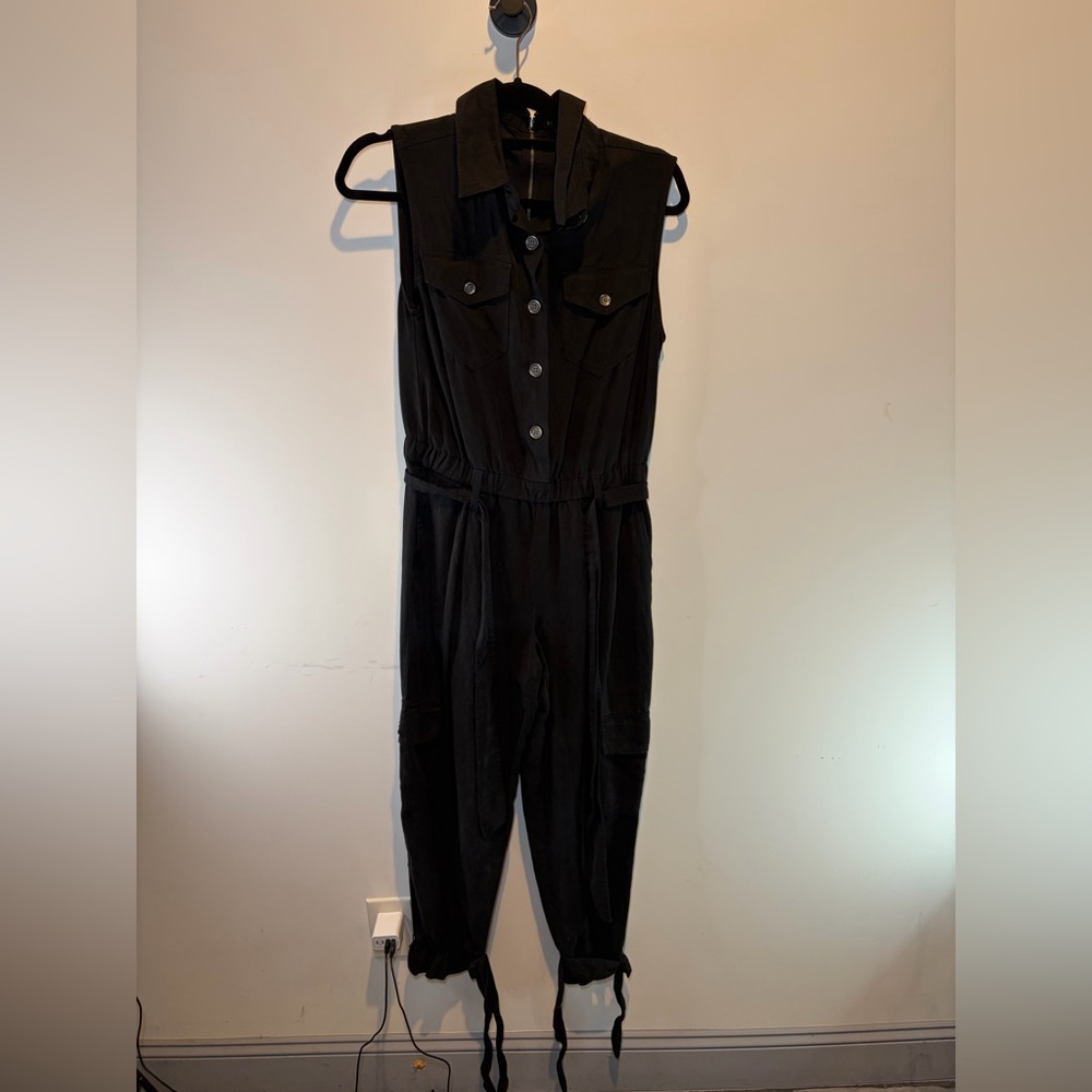 Alice + Olivia Black Sleeveless Utility Jumpsuit